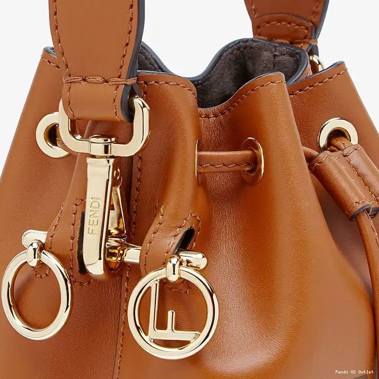 Affordable HOT Brown Tresor Bucket Fendi In ROMA Calf Leather Mini Mon Logo Bag 0705
